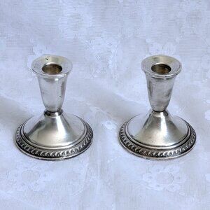 Pair NATIONAL STERLING 925 Sterling Weighted Candlestick Candle Holder Set of 2